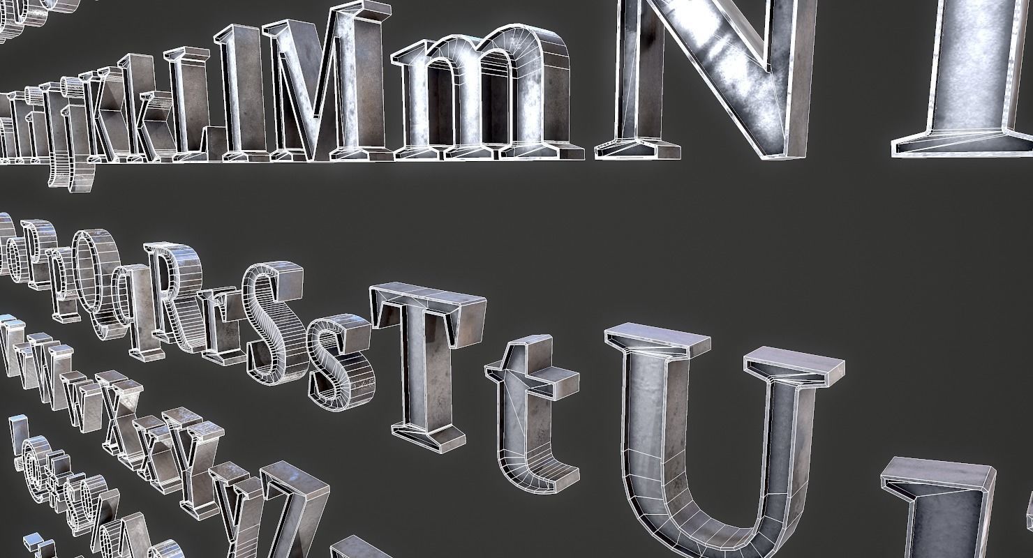 English Letters - Iron Low-poly 3D model_23