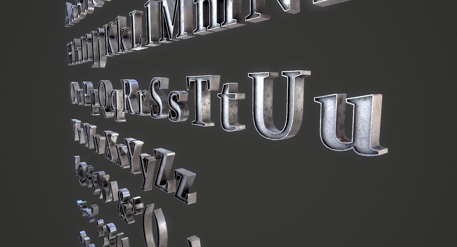English Letters - Iron Low-poly 3D model_13