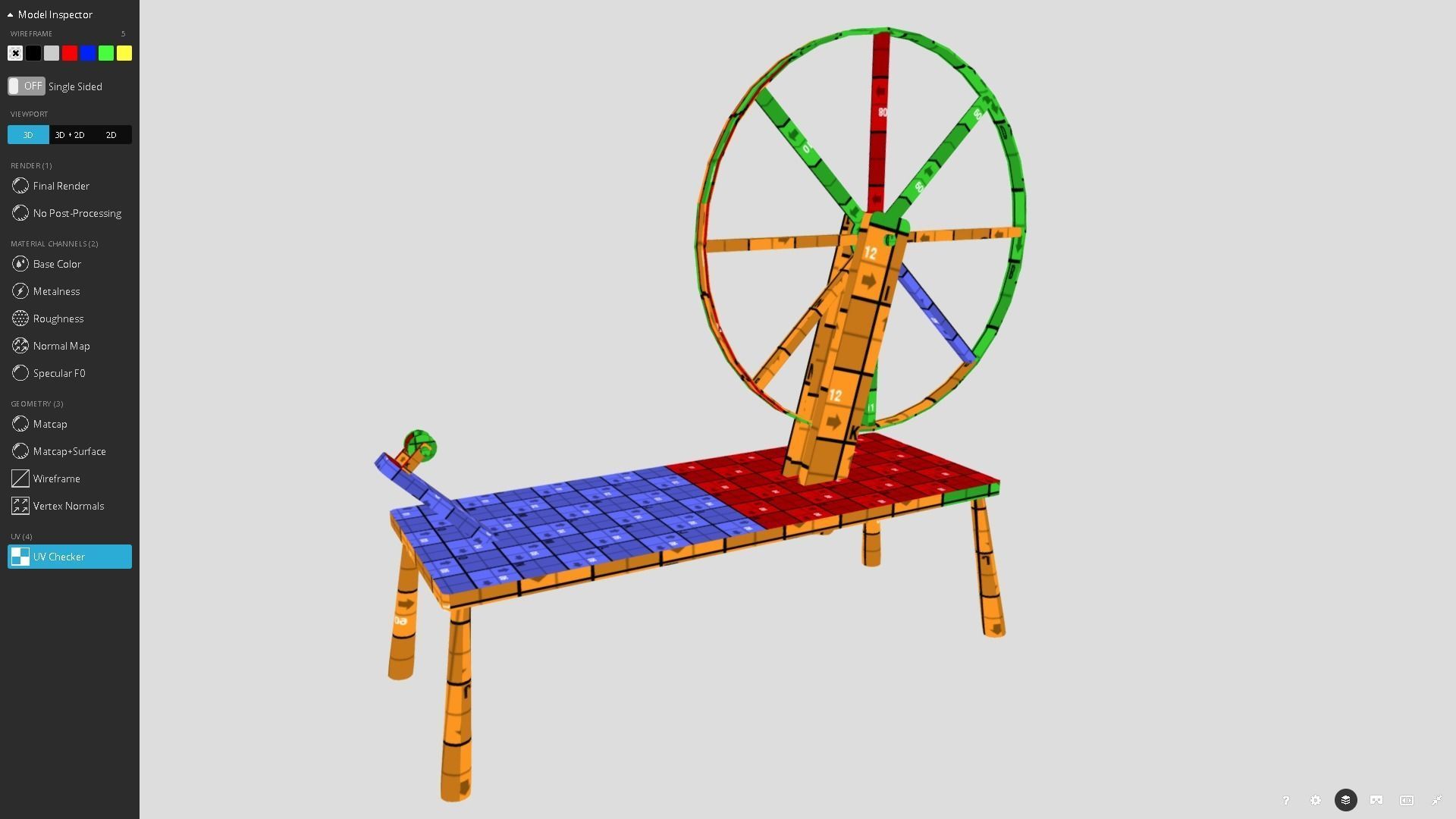 Medieval Spinning Wheel Low-poly 3D model_12