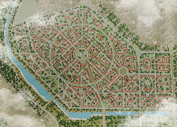 city entourage Low-poly 3D model