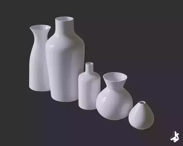 Set of White Ceramic Vases