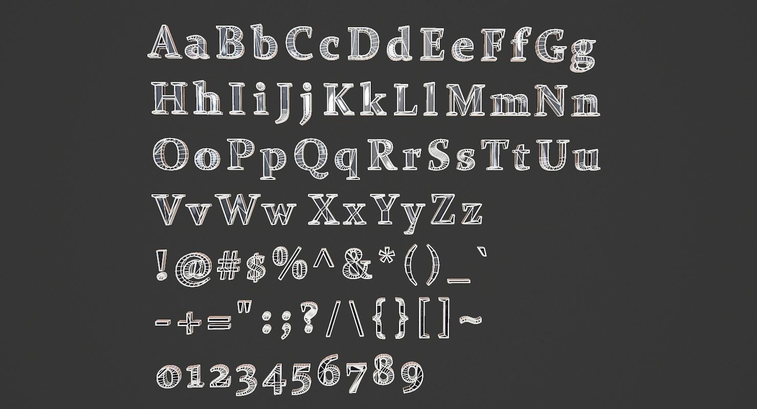 English Letters - Steel Dark Low-poly 3D model_22