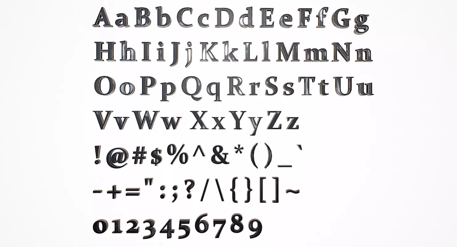 English Letters - Steel Dark Low-poly 3D model_0