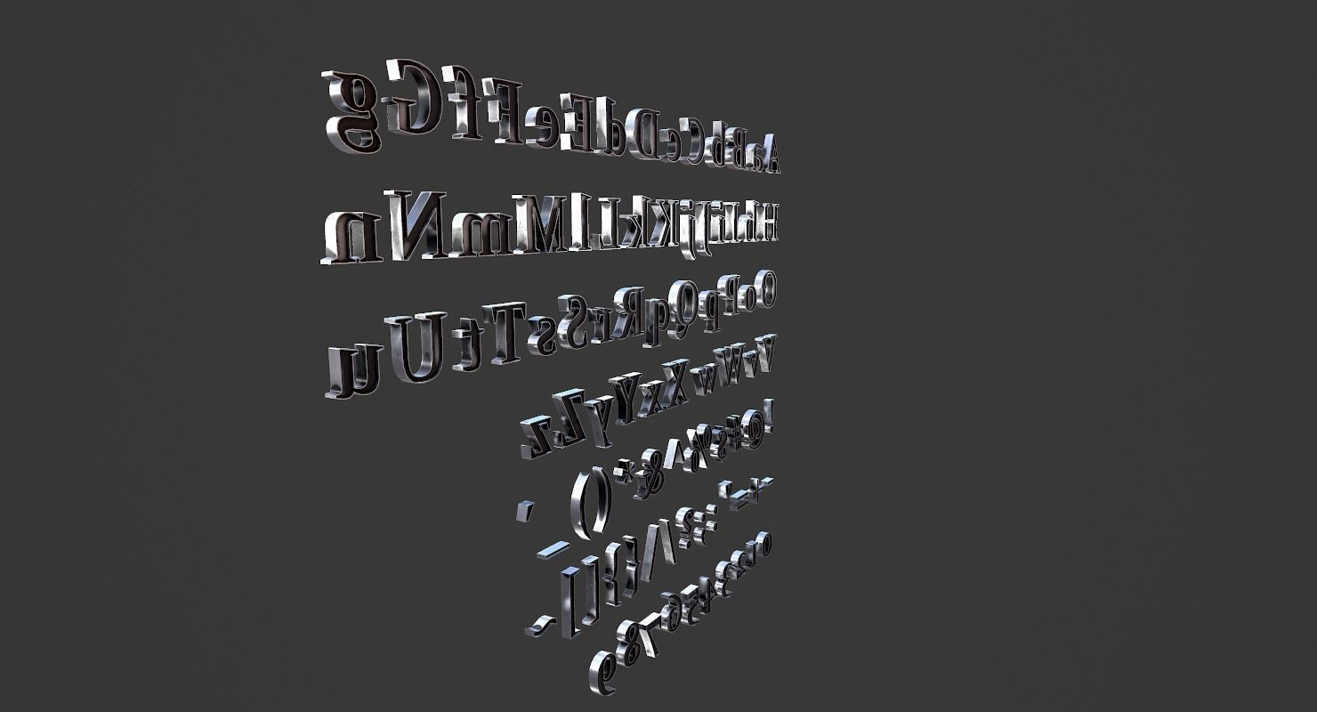 English Letters - Steel Dark Low-poly 3D model_16