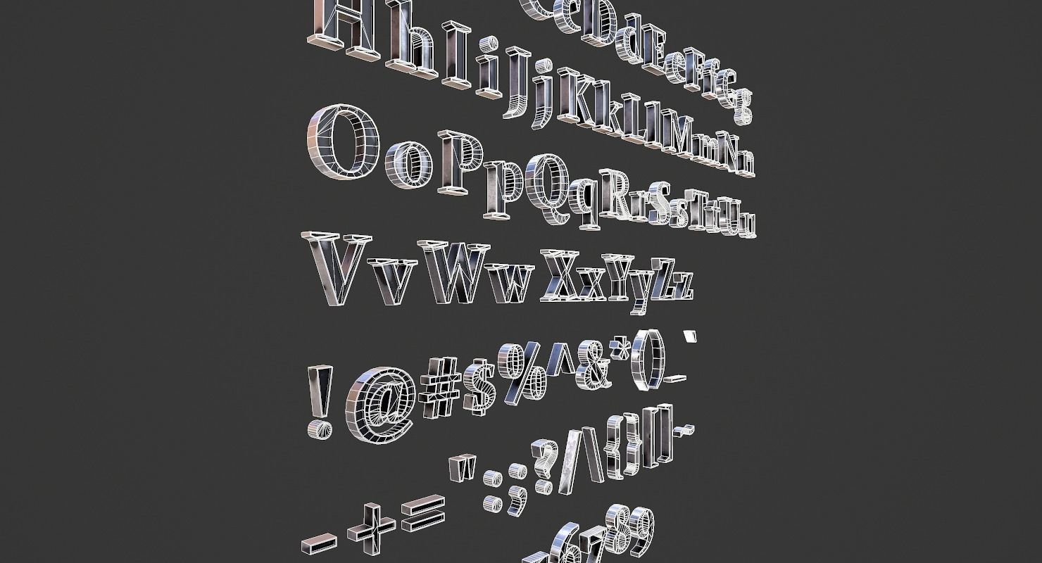 English Letters - Steel Dark Low-poly 3D model_21