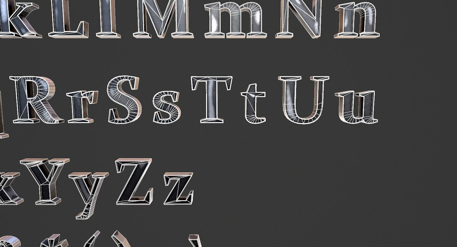 English Letters - Steel Dark Low-poly 3D model_20