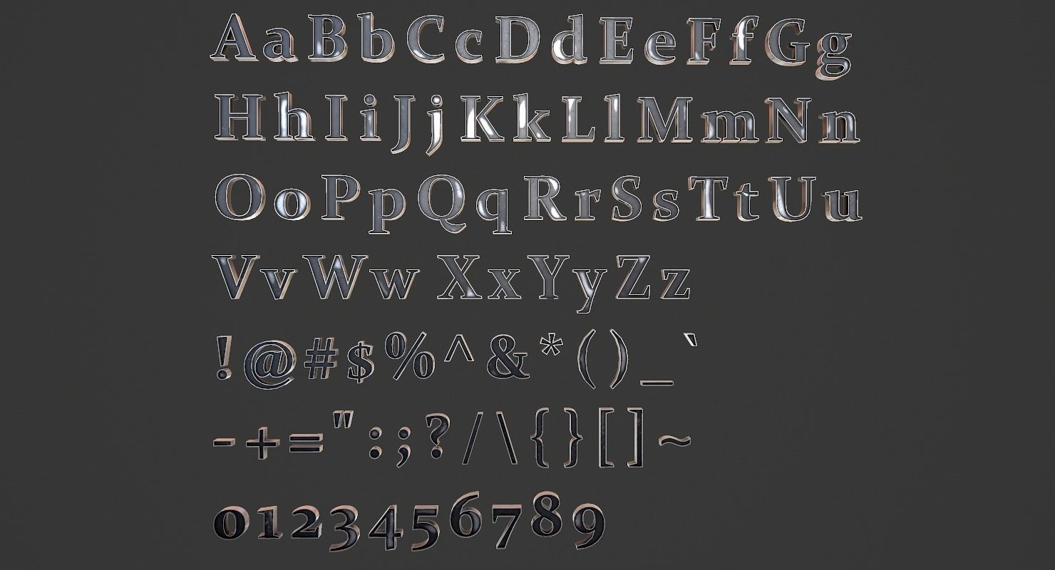 English Letters - Steel Dark Low-poly 3D model_2