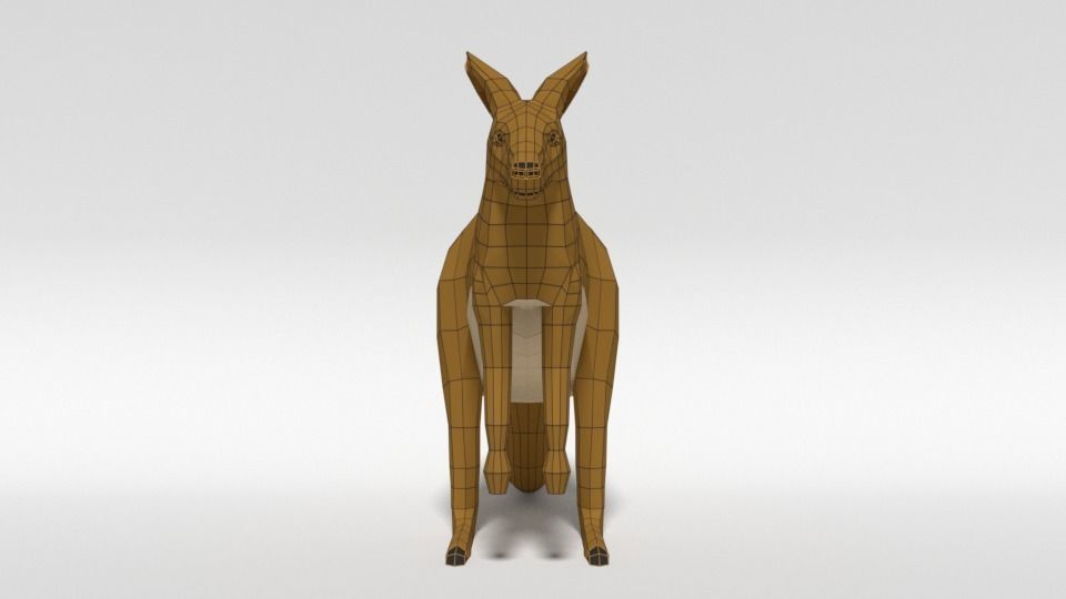 Low Poly Cartoon Kangaroo Low-poly 3D model_11