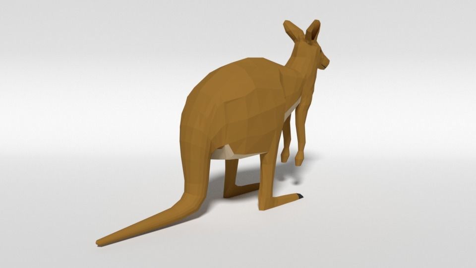Low Poly Cartoon Kangaroo Low-poly 3D model_5