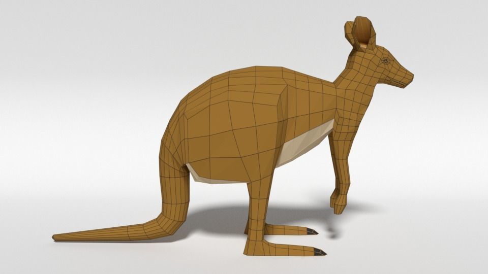 Low Poly Cartoon Kangaroo Low-poly 3D model_13