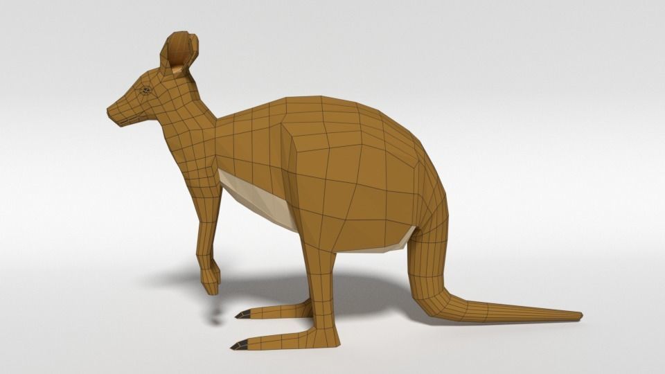 Low Poly Cartoon Kangaroo Low-poly 3D model_10