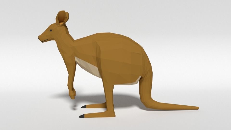 Low Poly Cartoon Kangaroo Low-poly 3D model_1