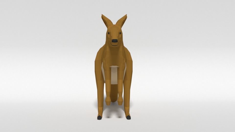 Low Poly Cartoon Kangaroo Low-poly 3D model_2
