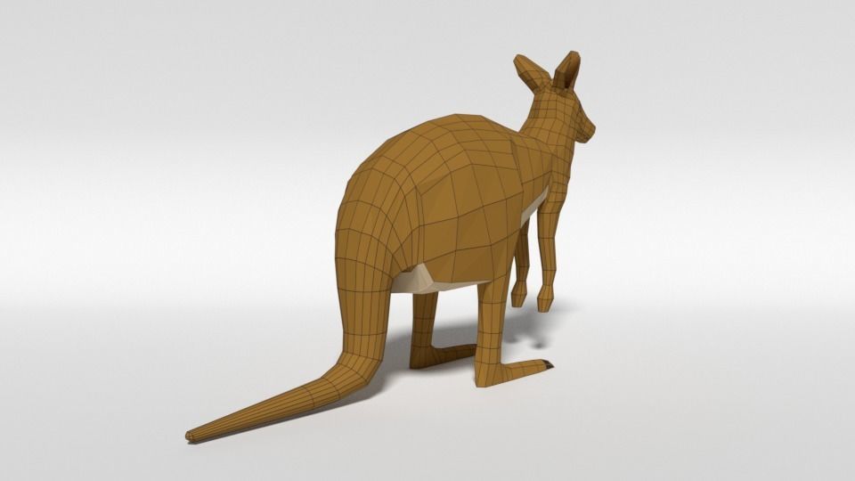 Low Poly Cartoon Kangaroo Low-poly 3D model_14