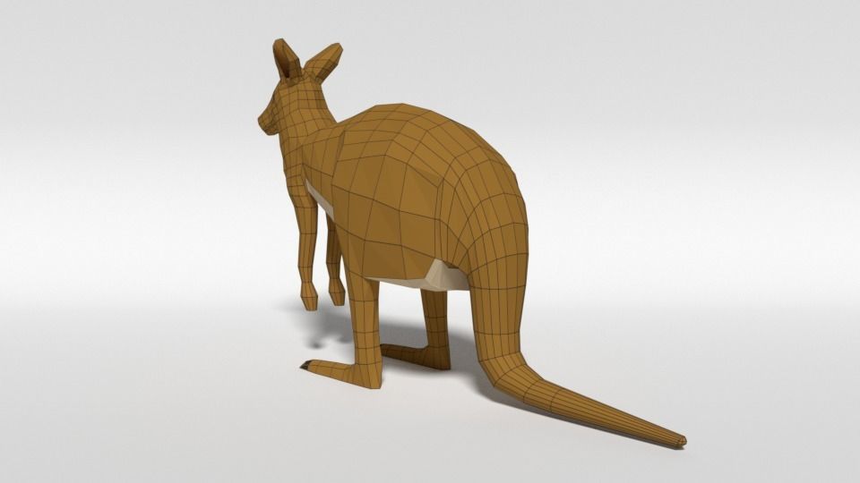 Low Poly Cartoon Kangaroo Low-poly 3D model_16