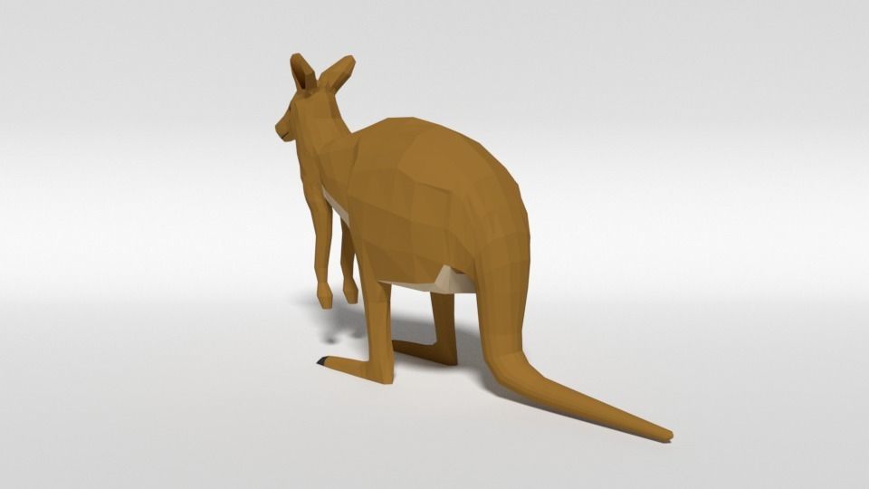 Low Poly Cartoon Kangaroo Low-poly 3D model_7
