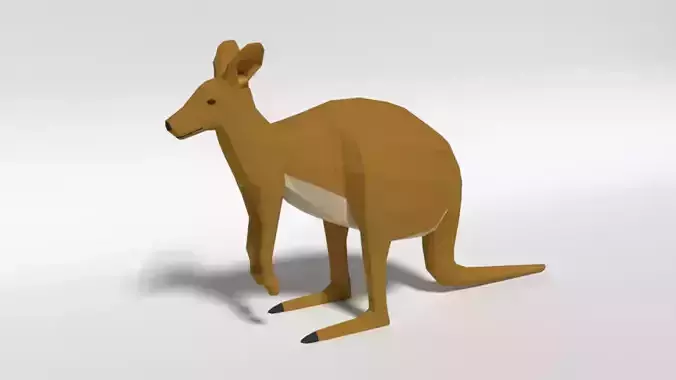 Low Poly Cartoon Kangaroo Low-poly 3D model