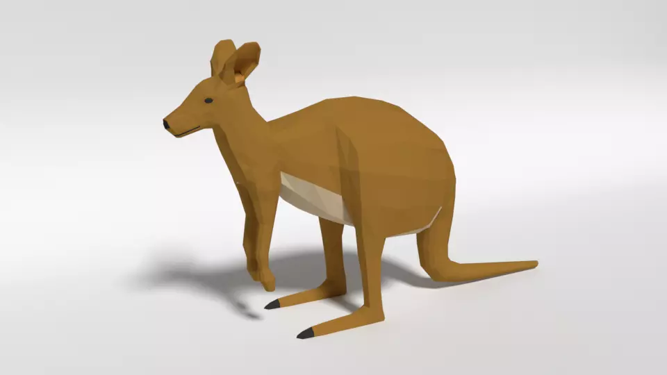 Low Poly Cartoon Kangaroo Low-poly 3D model_0