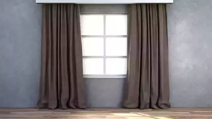 Curtain empty room with and wooden floor
