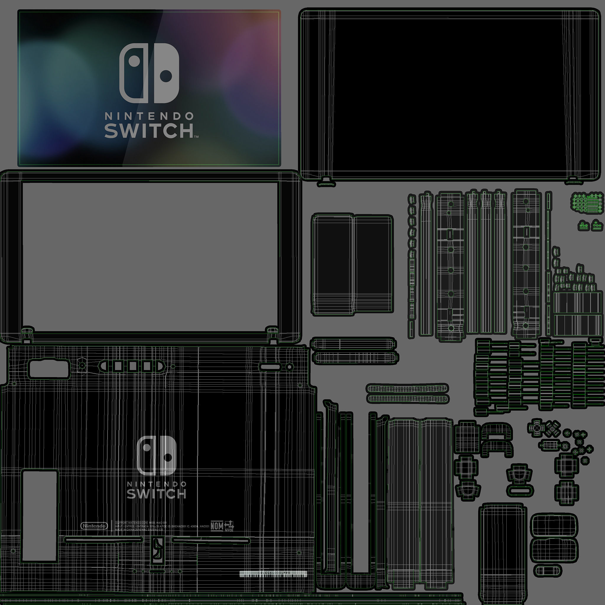 Nintendo Switch with Gray Joy-Con 3D model_41