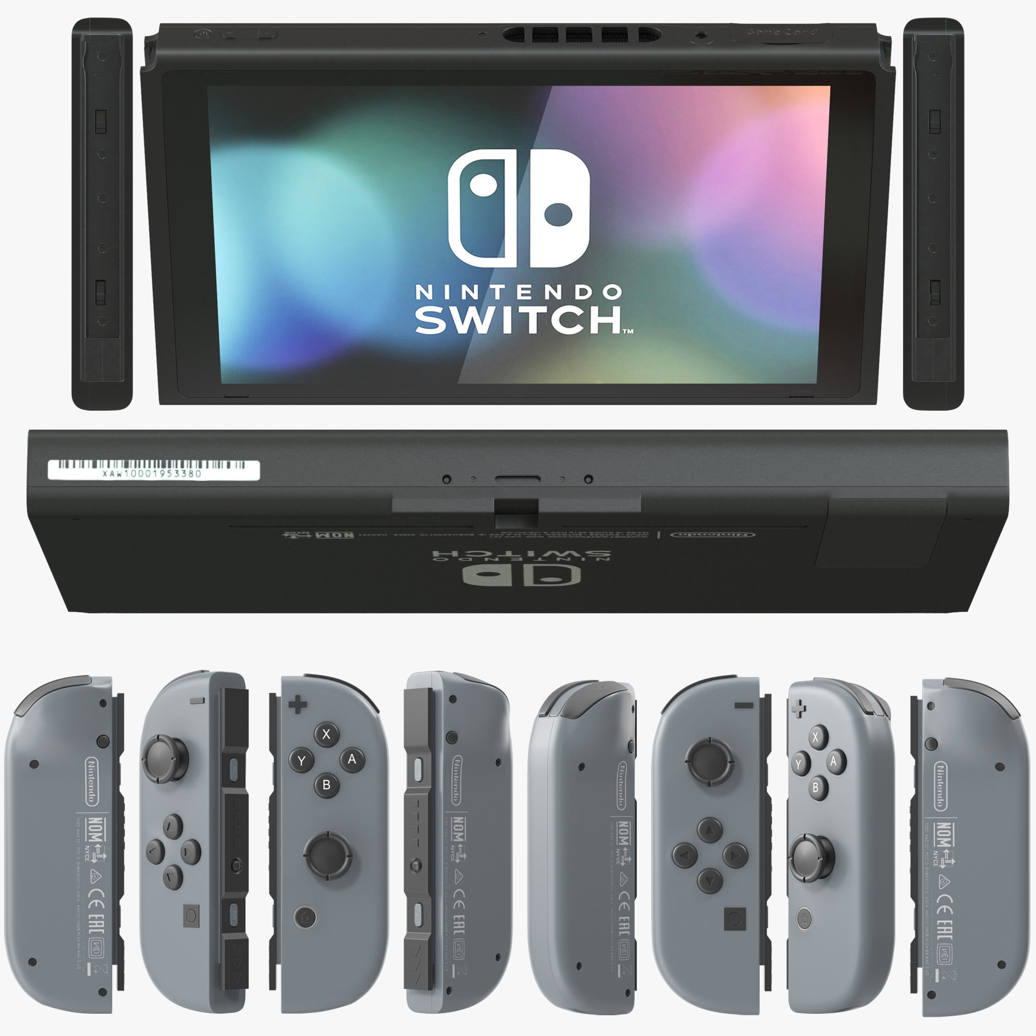 Nintendo Switch with Gray Joy-Con 3D model_2