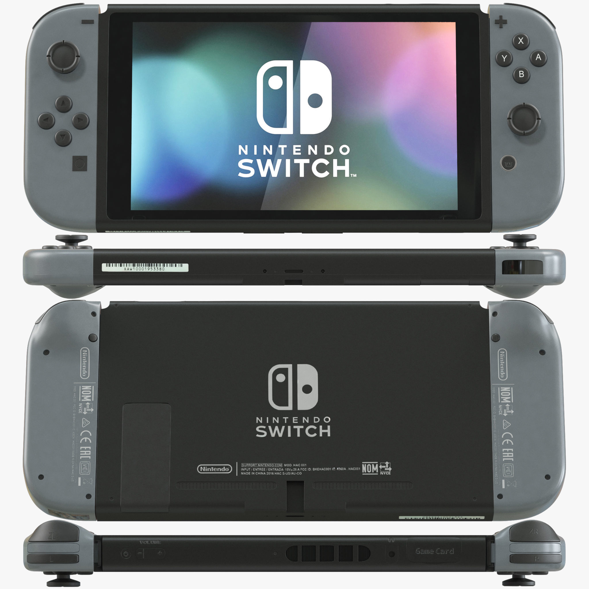 Nintendo Switch with Gray Joy-Con 3D model_1