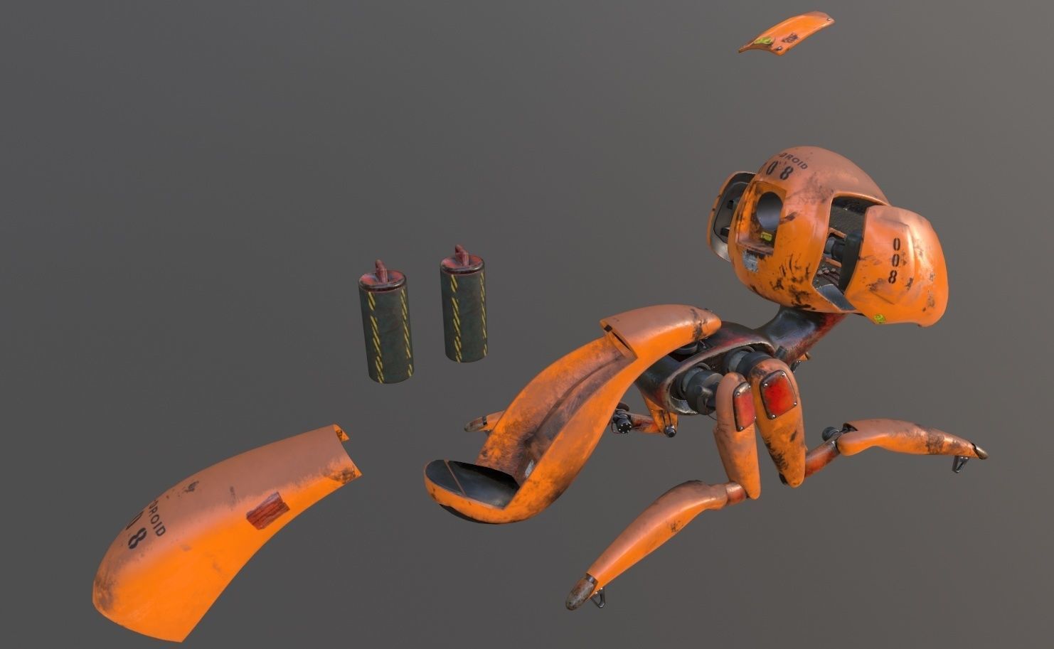 Ant-Droid Robot Low-poly 3D model_8