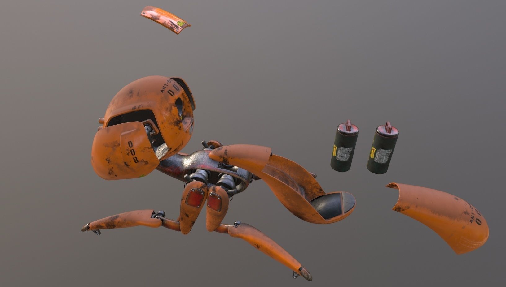 Ant-Droid Robot Low-poly 3D model_9