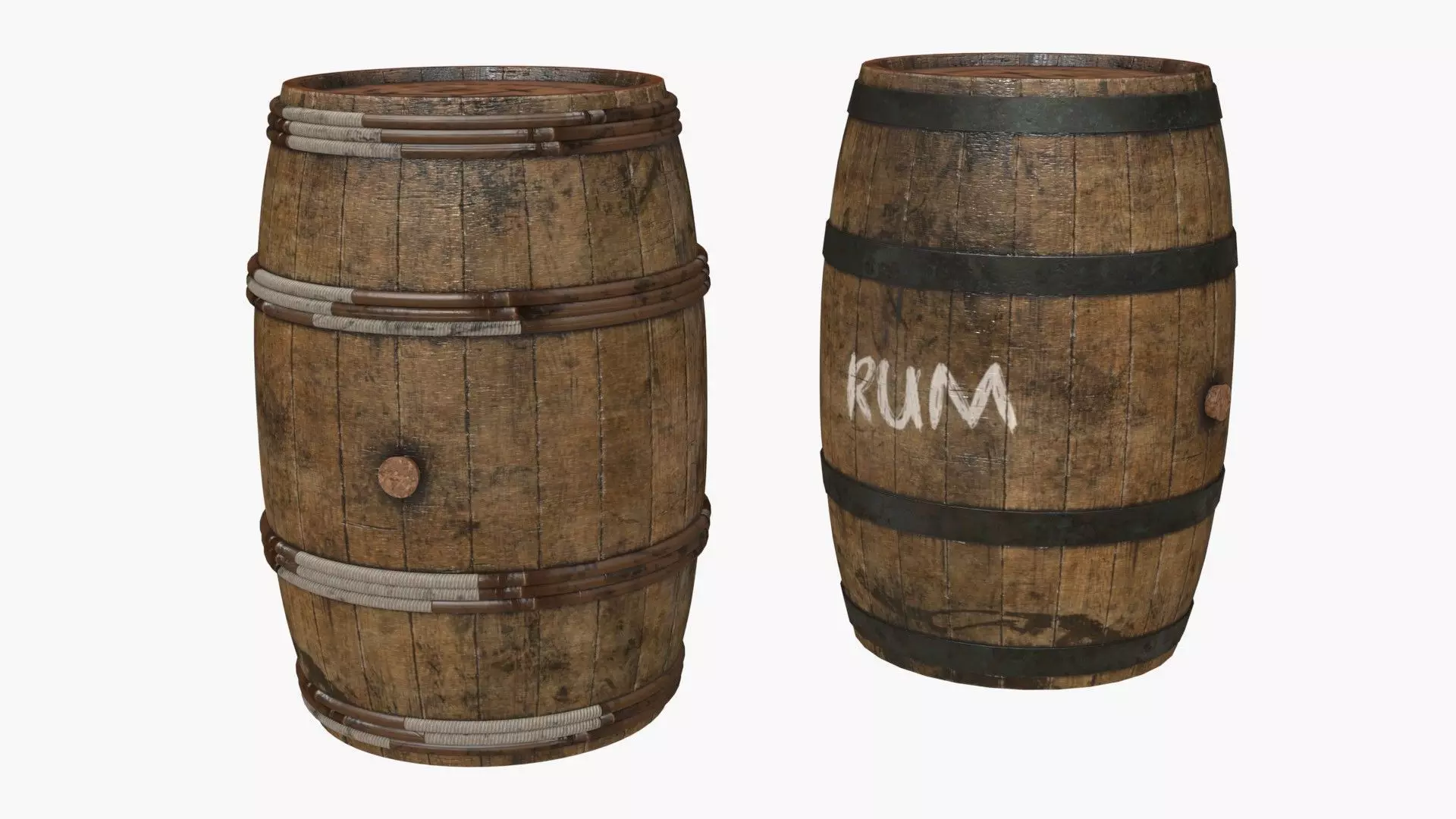 Wooden Barrels Assets 5 Low-poly 3D model