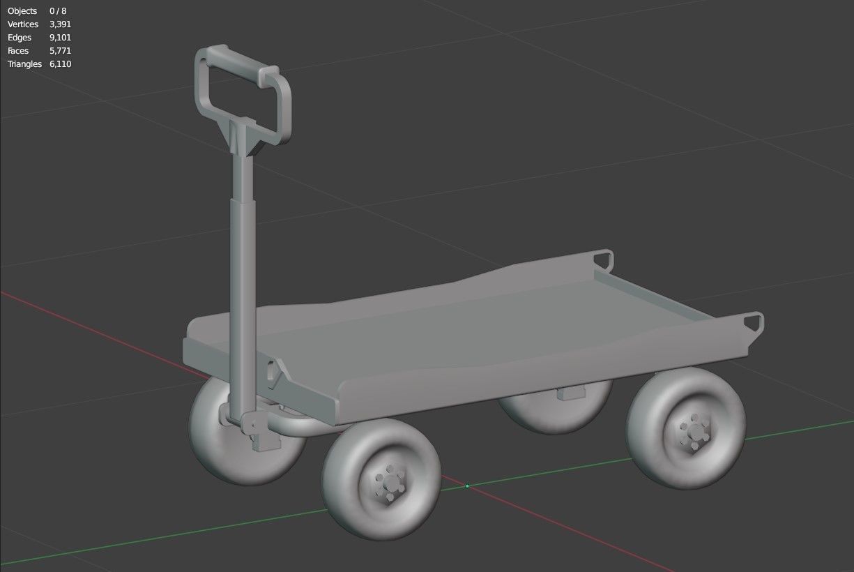 Industrial cart Low-poly 3D model_10