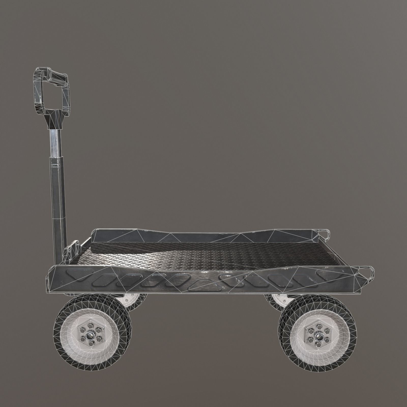 Industrial cart Low-poly 3D model_9