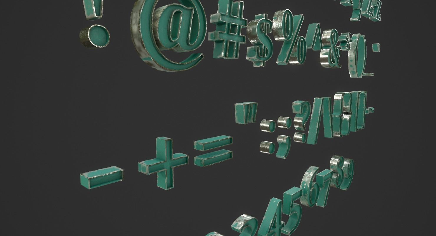 English Letters - Steel Green Low-poly 3D model_7