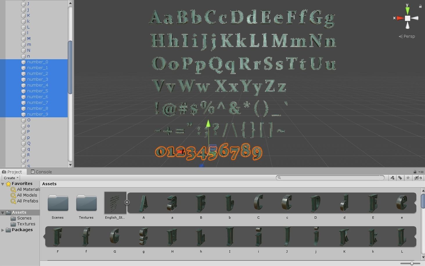 English Letters - Steel Green Low-poly 3D model_22