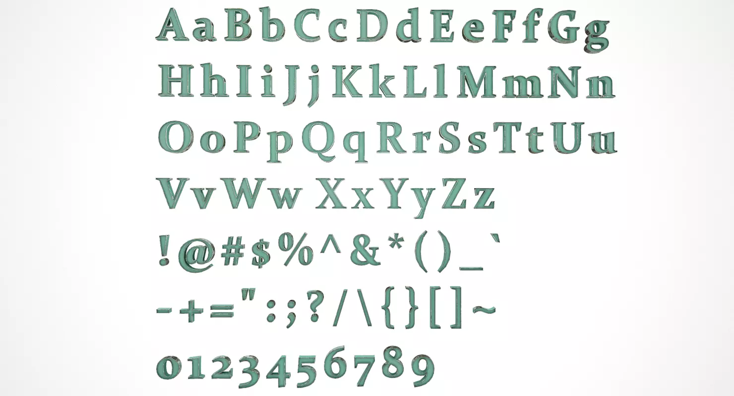 English Letters - Steel Green Low-poly 3D model_0