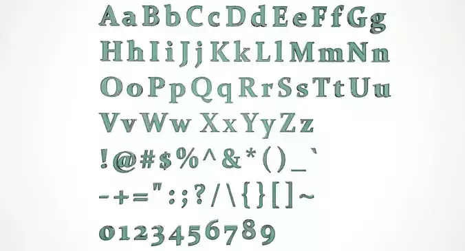 English Letters - Steel Green Low-poly 3D model