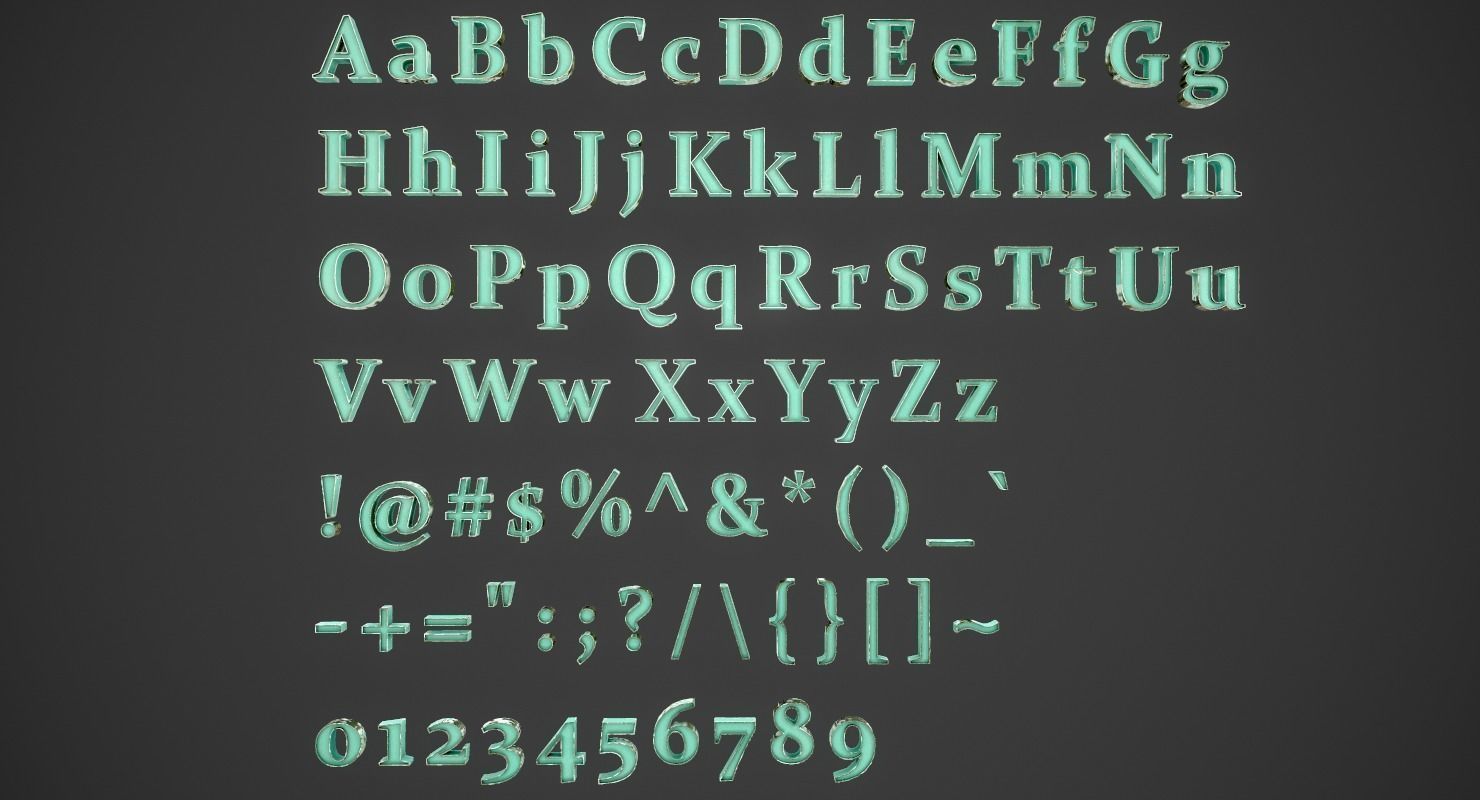 English Letters - Steel Green Low-poly 3D model_2