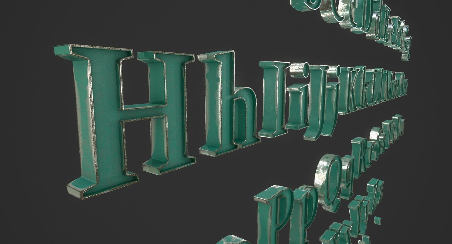 English Letters - Steel Green Low-poly 3D model_6