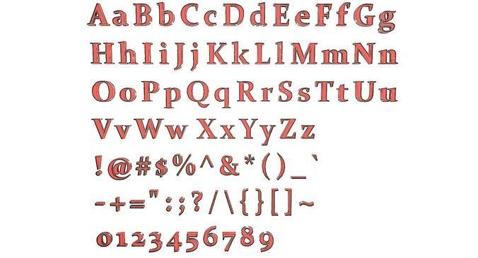 English Letters - Steel Red Low-poly 3D model