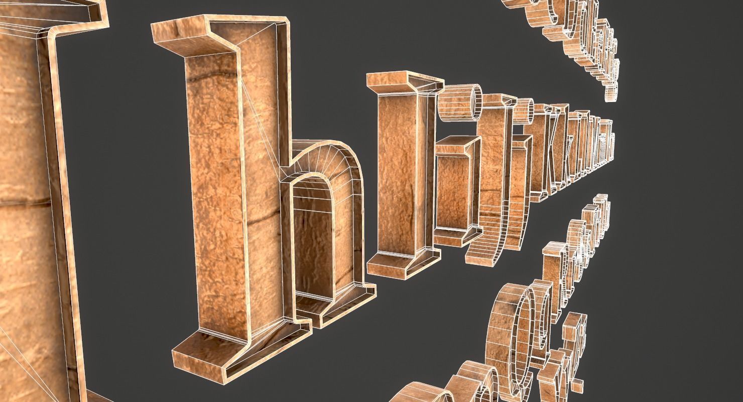 English Letters - Wood Low-poly 3D model_22