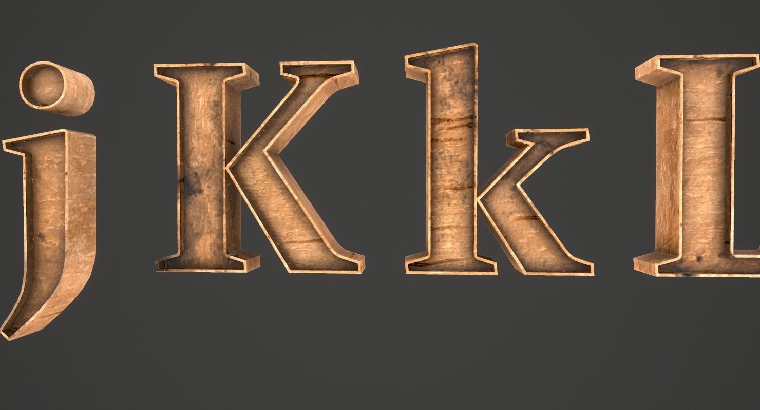 English Letters - Wood Low-poly 3D model_14