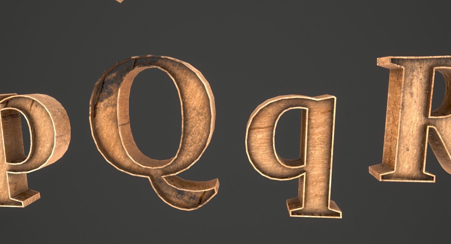 English Letters - Wood Low-poly 3D model_15