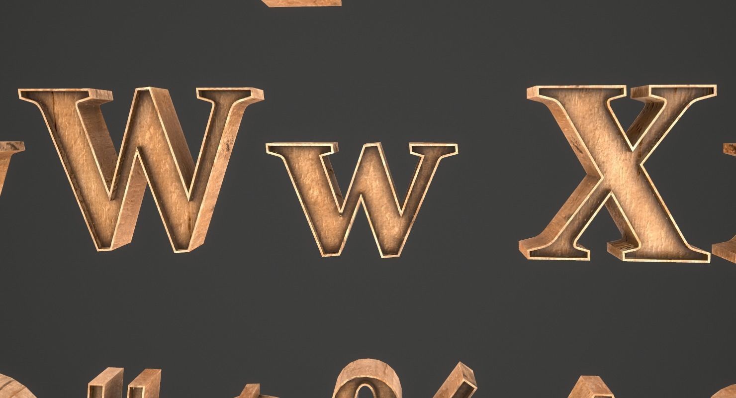 English Letters - Wood Low-poly 3D model_17