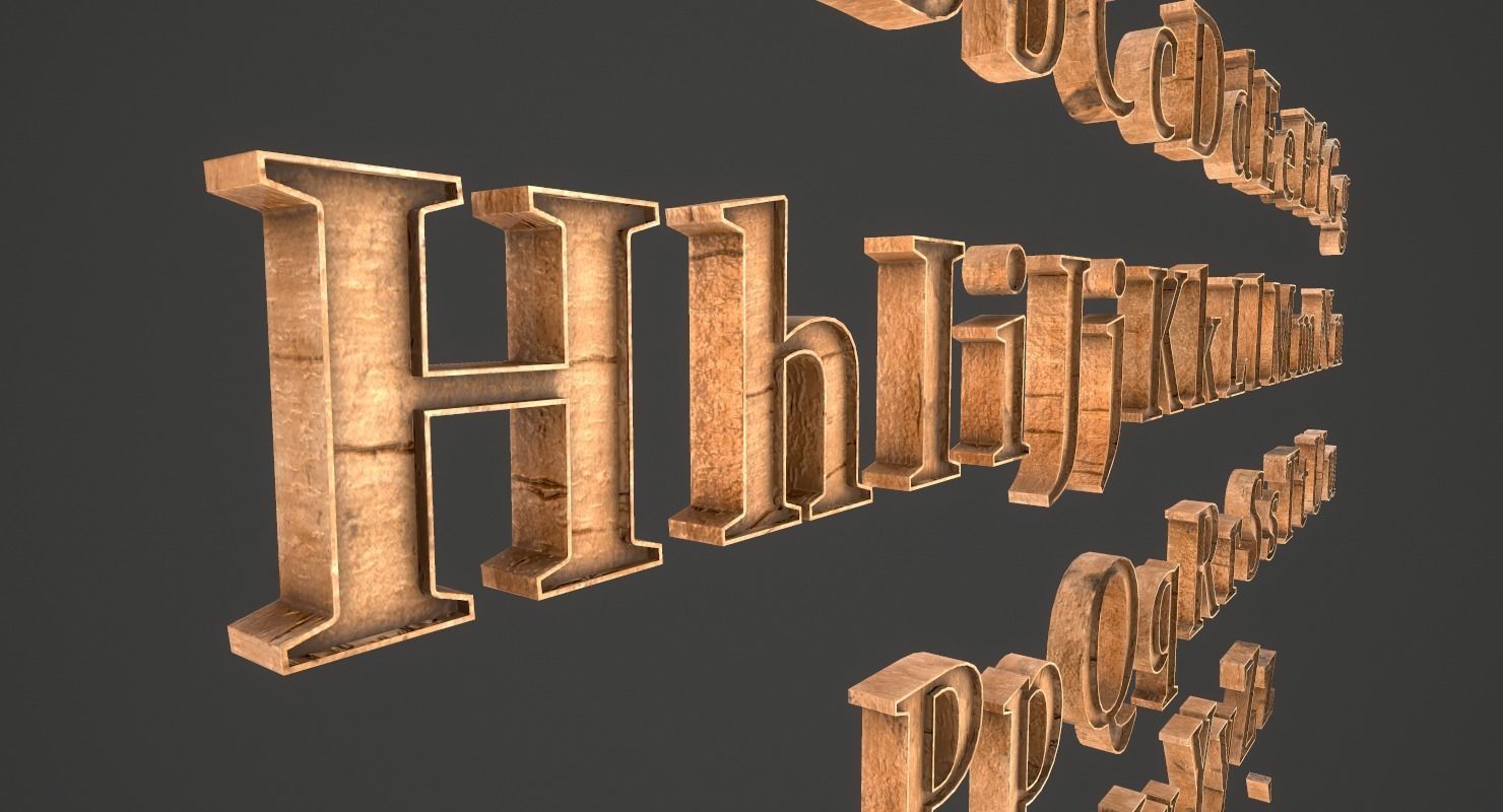 English Letters - Wood Low-poly 3D model_4