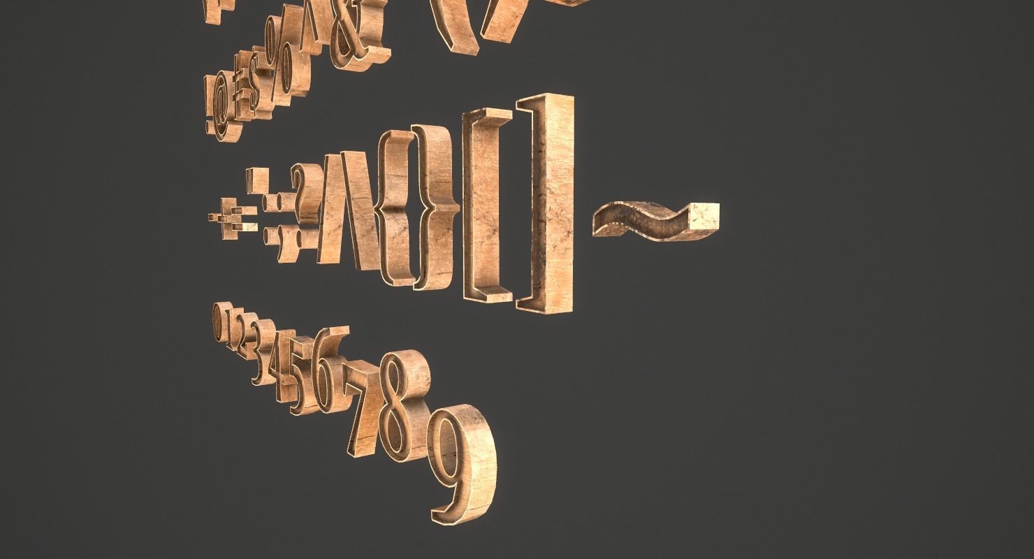 English Letters - Wood Low-poly 3D model_10