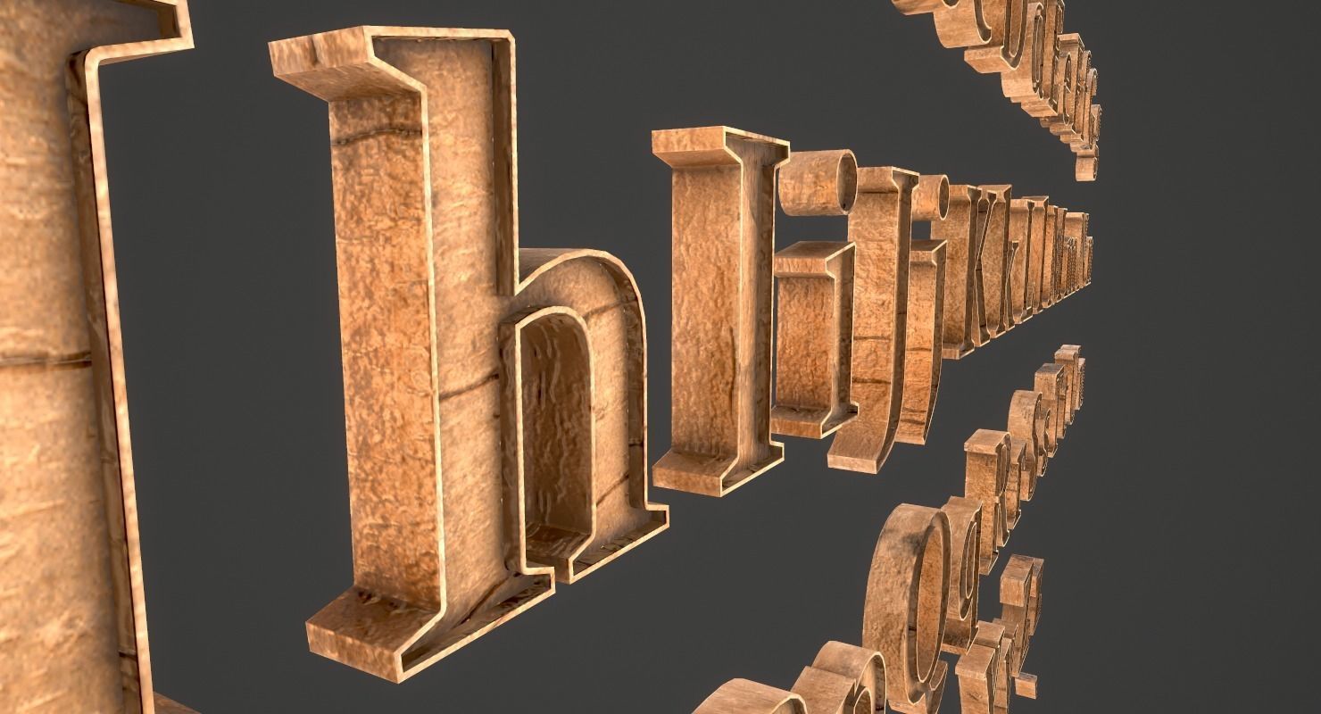 English Letters - Wood Low-poly 3D model_21