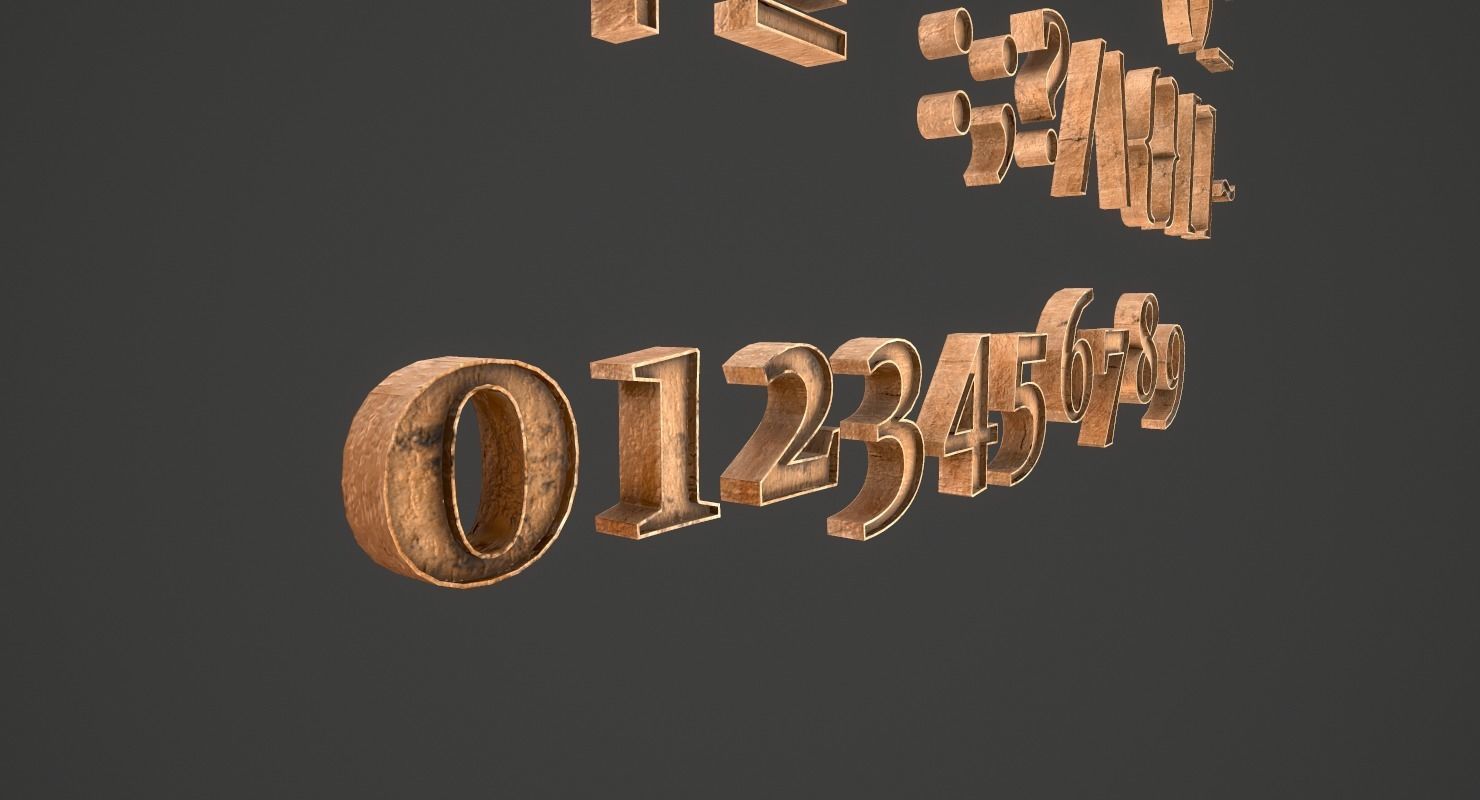 English Letters - Wood Low-poly 3D model_9