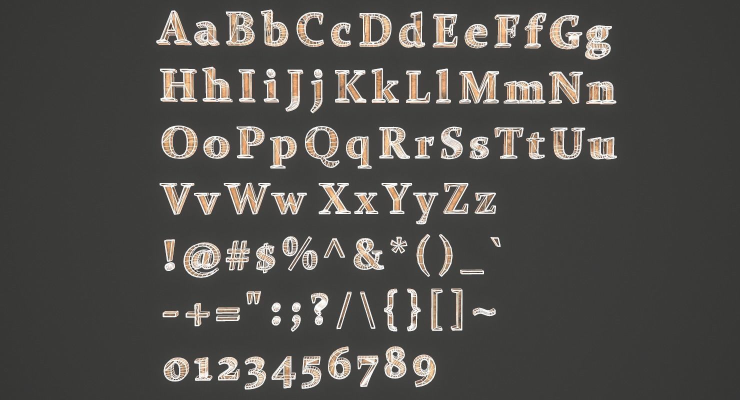 English Letters - Wood Low-poly 3D model_27