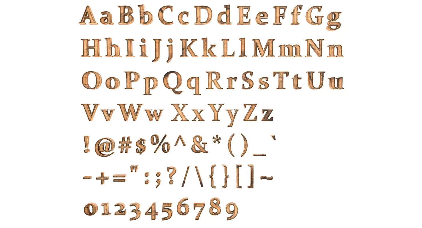 English Letters - Wood Low-poly 3D model_0