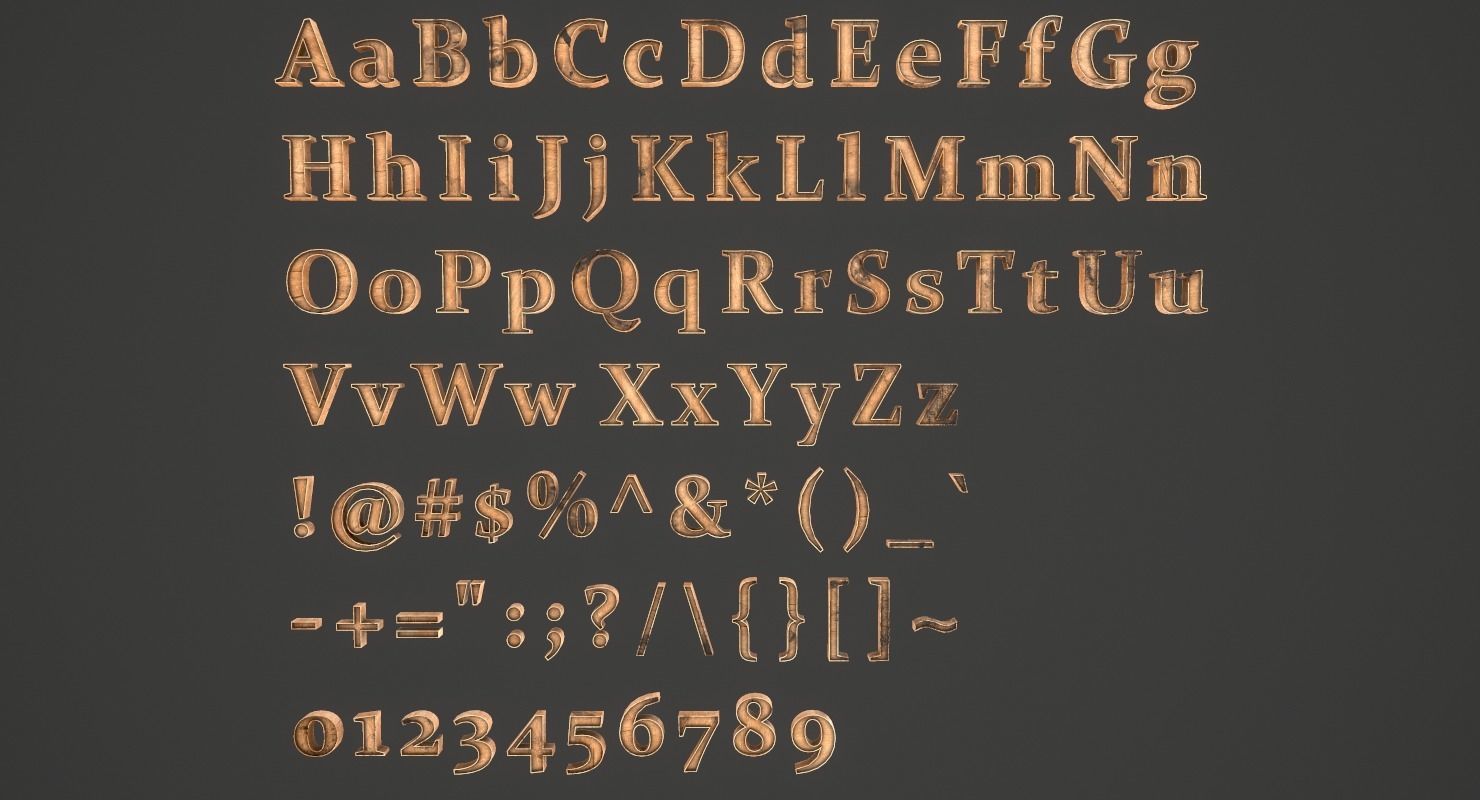 English Letters - Wood Low-poly 3D model_2