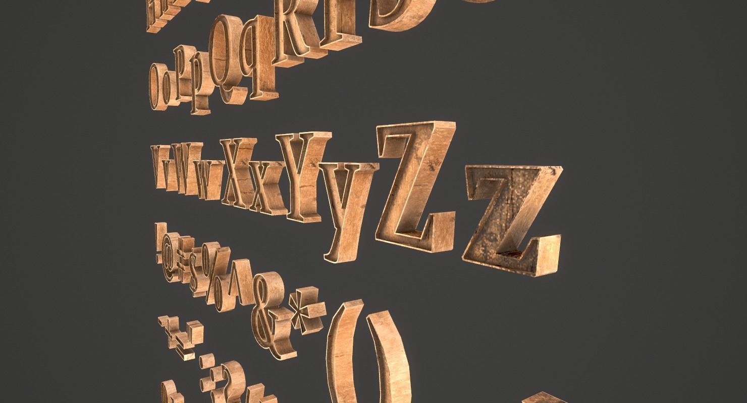 English Letters - Wood Low-poly 3D model_11